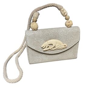 VTG Rafael Sanchez leather carved jaguar handbag